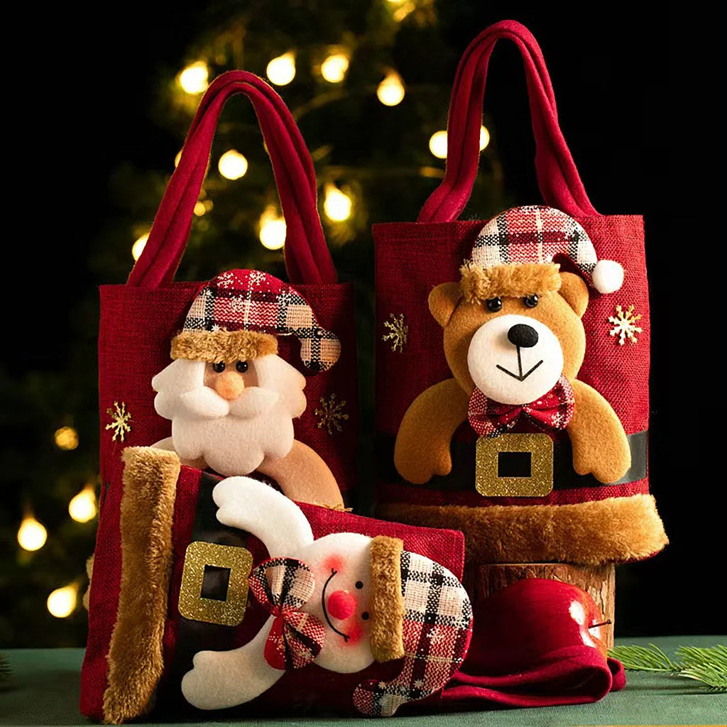 2 Pieces Christmas Eve Gift Bag Candy Gift Bag Plush Handbag Christmas Party Gift