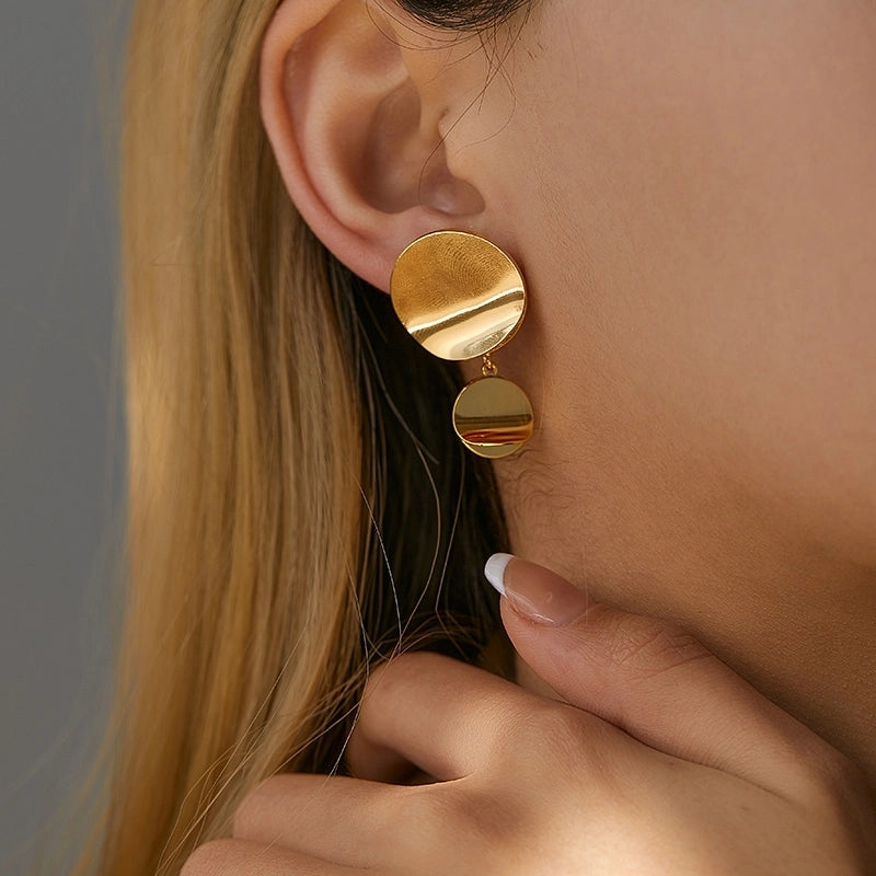 1 Piece Retro Vintage Style Modern Style Double Heart Circle Heart Shape Pleated Copper 18K Gold Plated Drop Earrings