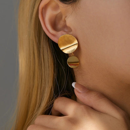 1 Piece Retro Vintage Style Modern Style Double Heart Circle Heart Shape Pleated Copper 18K Gold Plated Drop Earrings