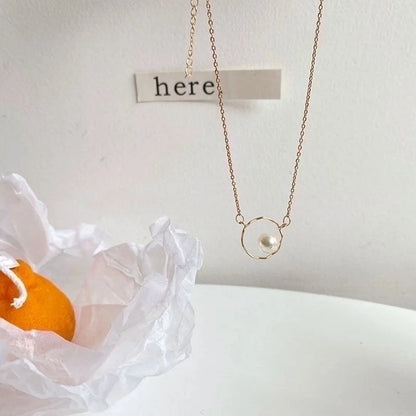 Lady Sweet Heart Shape Flower Fish Tail Imitation Pearl Alloy Inlay Rhinestones Women\'s Necklace