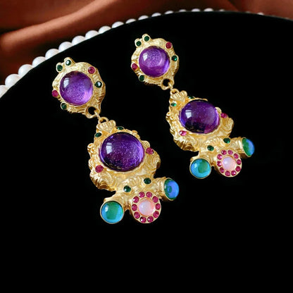 2 Pieces Minimalist Round Ellipse Geometric Copper Electroplating Earrings