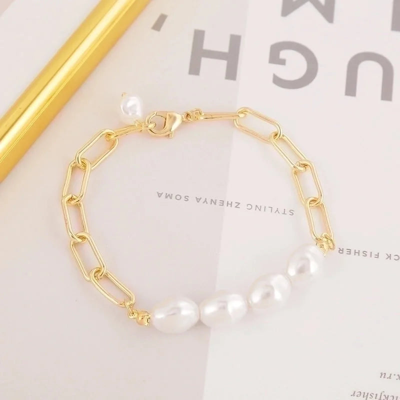 Fashion Geometric Heart Shape Imitation Pearl Alloy Plating Women\'s Bracelets