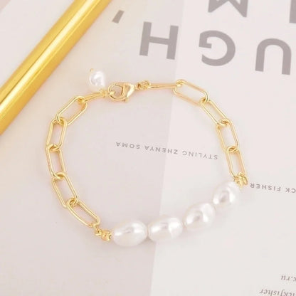 Fashion Geometric Heart Shape Imitation Pearl Alloy Plating Women\'s Bracelets