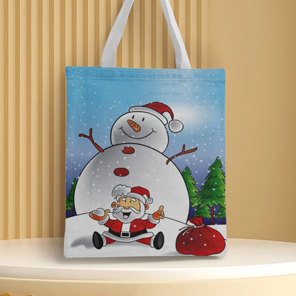 Christmas Unisex Polyester Christmas House Christmas Tree Santa Claus Cute Square Open Handbag