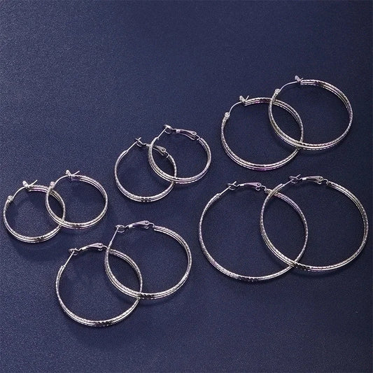 6 Pieces XUPING Minimalist Circle 304 Stainless Steel Hoop Earrings