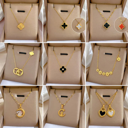 Cartoon Geometric Titanium Steel Electroplating Necklaces