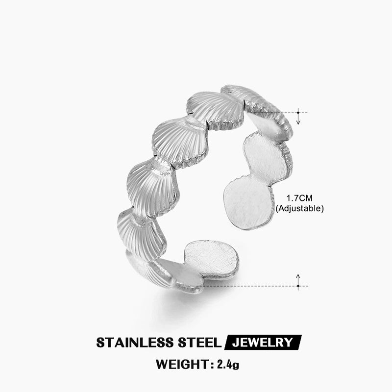 304 Stainless Steel 18K Gold Plated Beach Plating Shell Open Ring