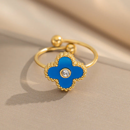 Four-leaf Clover Fashion Titanium Steel Electroplating Rings