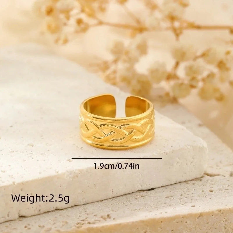 304 Stainless Steel 18K Gold Plated Modern Style Minimalist Geometric Solid Color Open Rings