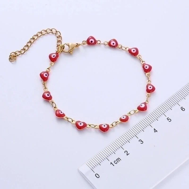 Classic Style Devil'S Eye Heart Shape 304 Stainless Steel 18K Gold Plated No Inlaid Stainless Steel Bracelets In Bulk