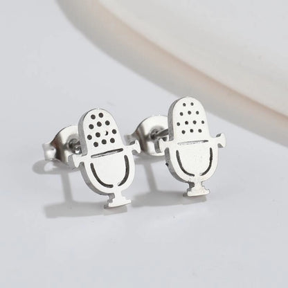 1 Pair Fashion Musical Instrument Plating 304 Stainless Steel 18K Gold Plated Ear Studs