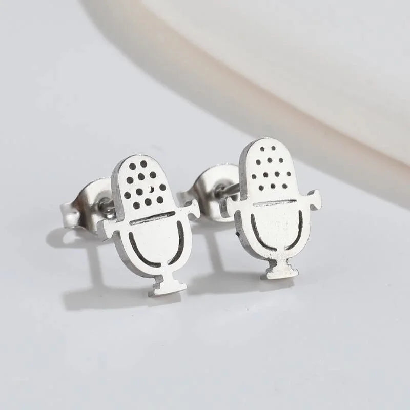 1 Pair Fashion Musical Instrument Plating 304 Stainless Steel 18K Gold Plated Ear Studs