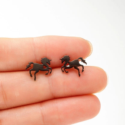 1 Pair Cute Sweet Animal Horse Plating Hollow Out 304 Stainless Steel 18K Gold Plated Ear Studs