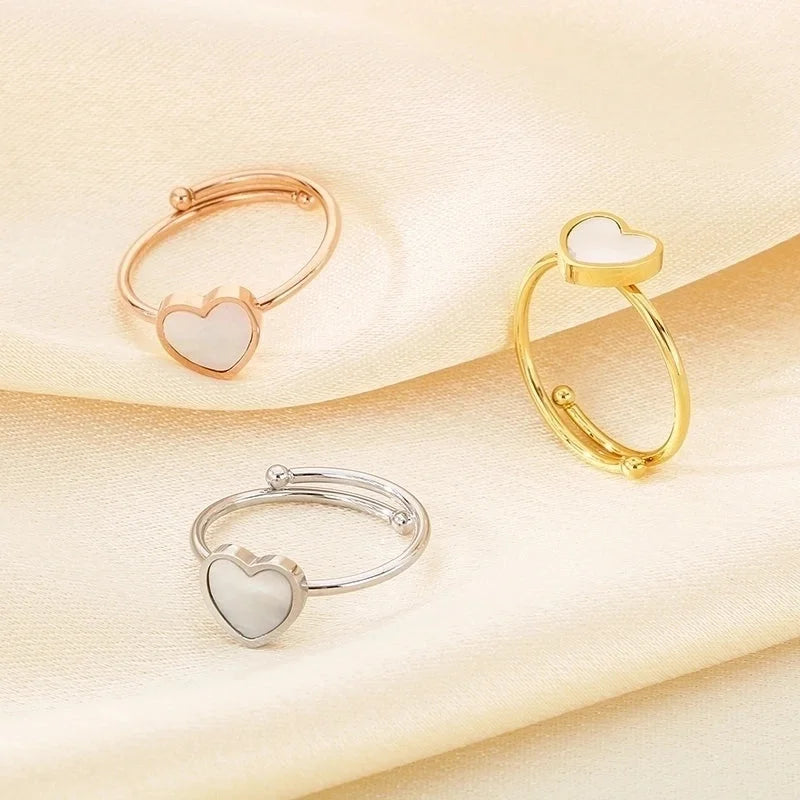 Vintage Style Heart Shape Bow Knot 304 Stainless Steel 18K Gold Plated Open Rings