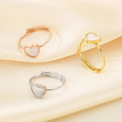 Vintage Style Heart Shape Bow Knot 304 Stainless Steel 18K Gold Plated Open Rings