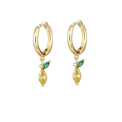 1 Pair Fashion Fruit Pineapple Watermelon Copper Inlaid Zircon Drop Earrings