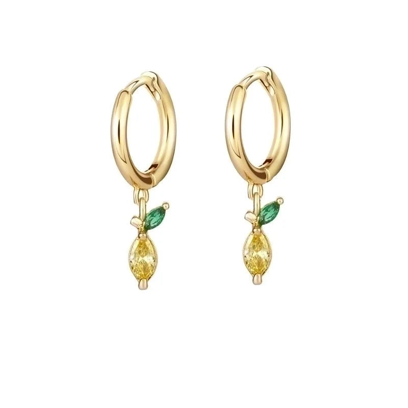 1 Pair Fashion Fruit Pineapple Watermelon Copper Inlaid Zircon Drop Earrings