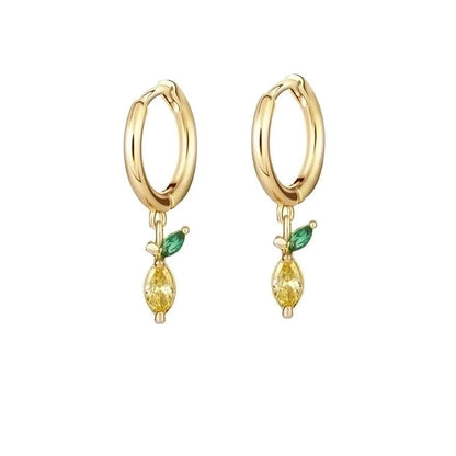 1 Pair Fashion Fruit Pineapple Watermelon Copper Inlaid Zircon Drop Earrings