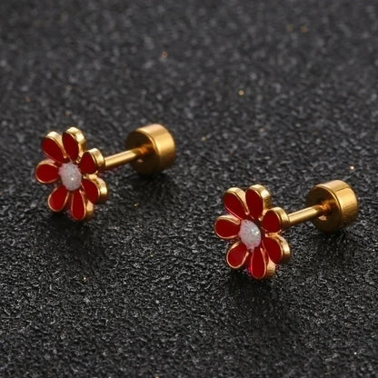 Minimalist Flower 304 Stainless Steel No Inlaid Earrings Ear Studs