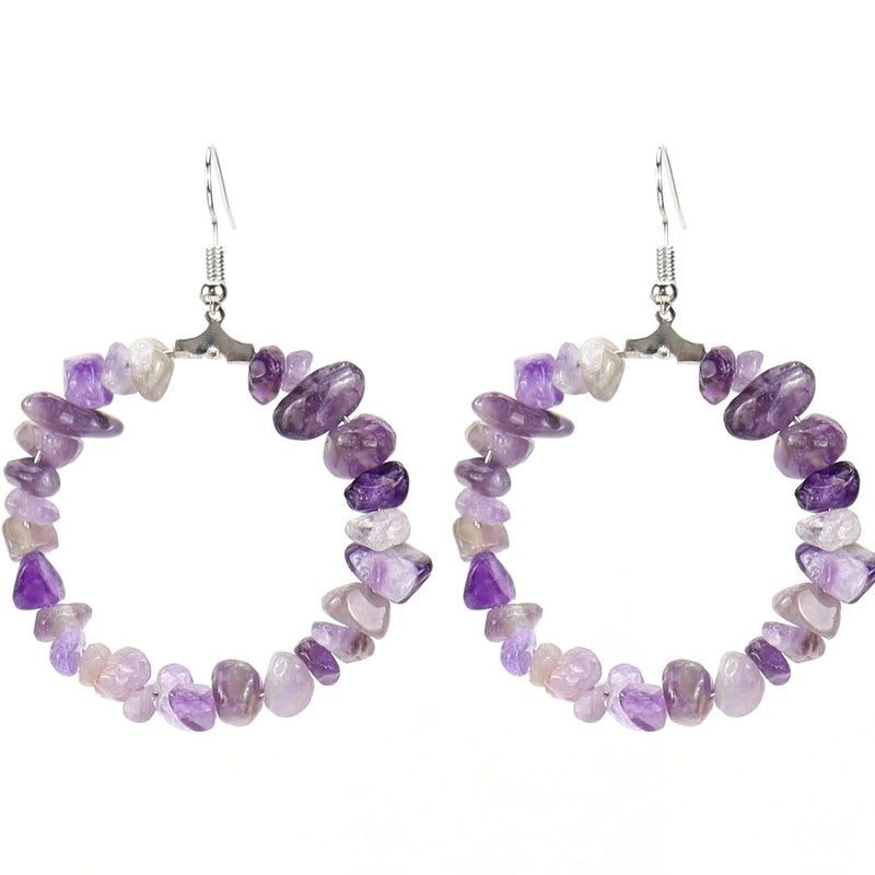2 Pieces Ig Style Irregular Circle Beaded Plating Alloy Natural Stone Drop Earrings