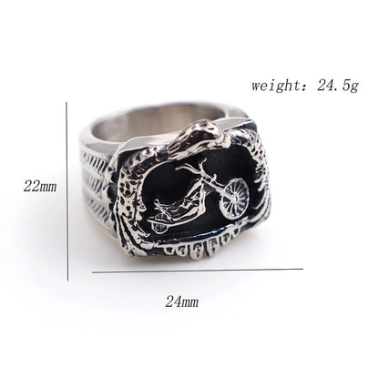 Vintage Style Punk Geometric Skull Stainless Steel Plating Halloween Men'S Rings