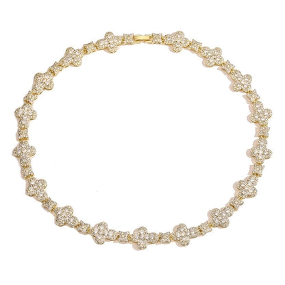 Elegant Shiny Cross Star Copper Zircon 18K Gold Plated Inlay Bracelets Necklace