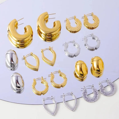 1 Pair Minimalist Geometric 304 Stainless Steel 18K Gold Plated Earrings