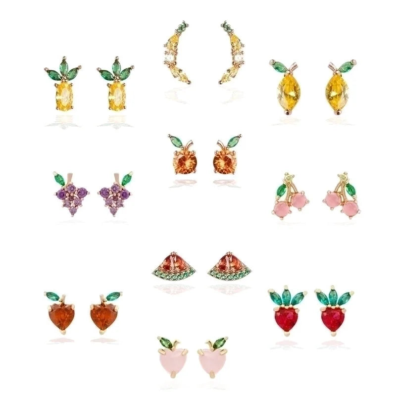Whoesale Tropical Fruit Earrings Women\'s Diamond Earrings
