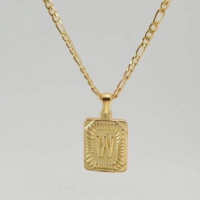Fashion Letter Rectangle 304 Stainless Steel Titanium Steel 18K Gold Plated Gold Plated Pendant Necklace