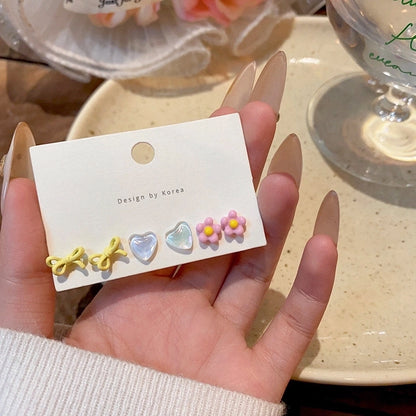 1 Set Minimalist Geometric Enamel Plating Inlay Copper Rhinestones Opal Shell Earrings