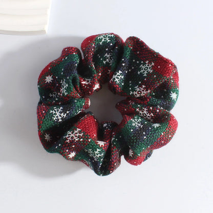 Classic Style Women's Plaid Snowflake Cloth Hair Tie