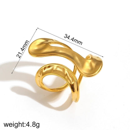 IG Style Exaggerated Geometric 304 Stainless Steel 18K Gold Plated Polishing Rings