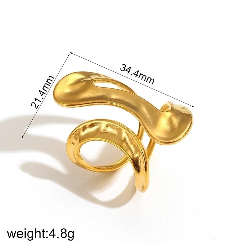 IG Style Exaggerated Geometric 304 Stainless Steel 18K Gold Plated Polishing Rings