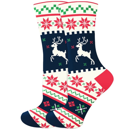 Christmas Cute Unisex Santa Claus Christmas Socks Snowflake Cotton Crew Socks 20 Pairs Per Pack