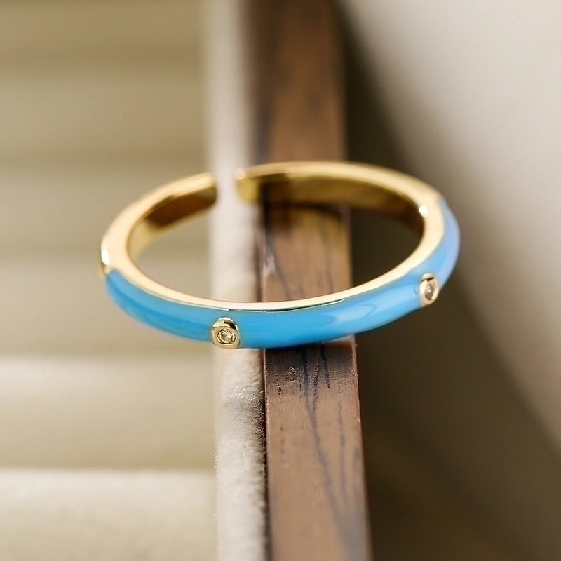 Minimalist Round Copper 18k Gold Plated Zircon Open Ring In Bulk