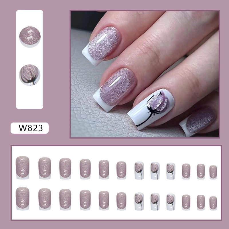 French Style Sweet Solid Color Cartoon Star Butterfly Plastic Nail Patches 1 Set