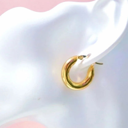 1 Pair Minimalist Solid Color Plating Stainless Steel Hoop Earrings