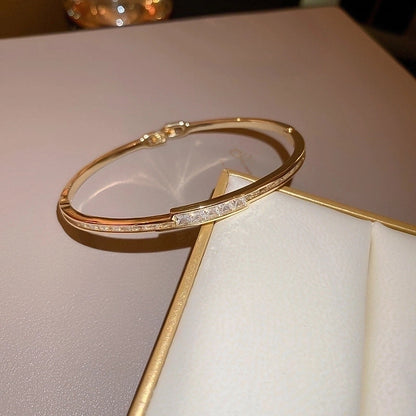 Minimalist Letter Solid Color Copper Zircon Bangle In Bulk