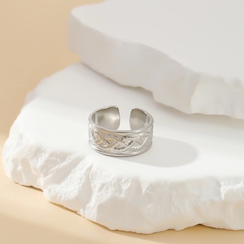 304 Stainless Steel 18K Gold Plated Modern Style Minimalist Geometric Solid Color Open Rings