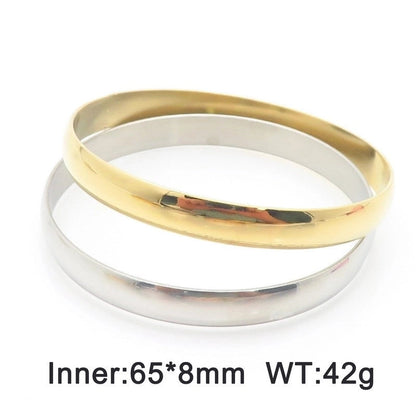 Minimalist Round Stainless Steel 18K Gold Plated Bangle In Bulk