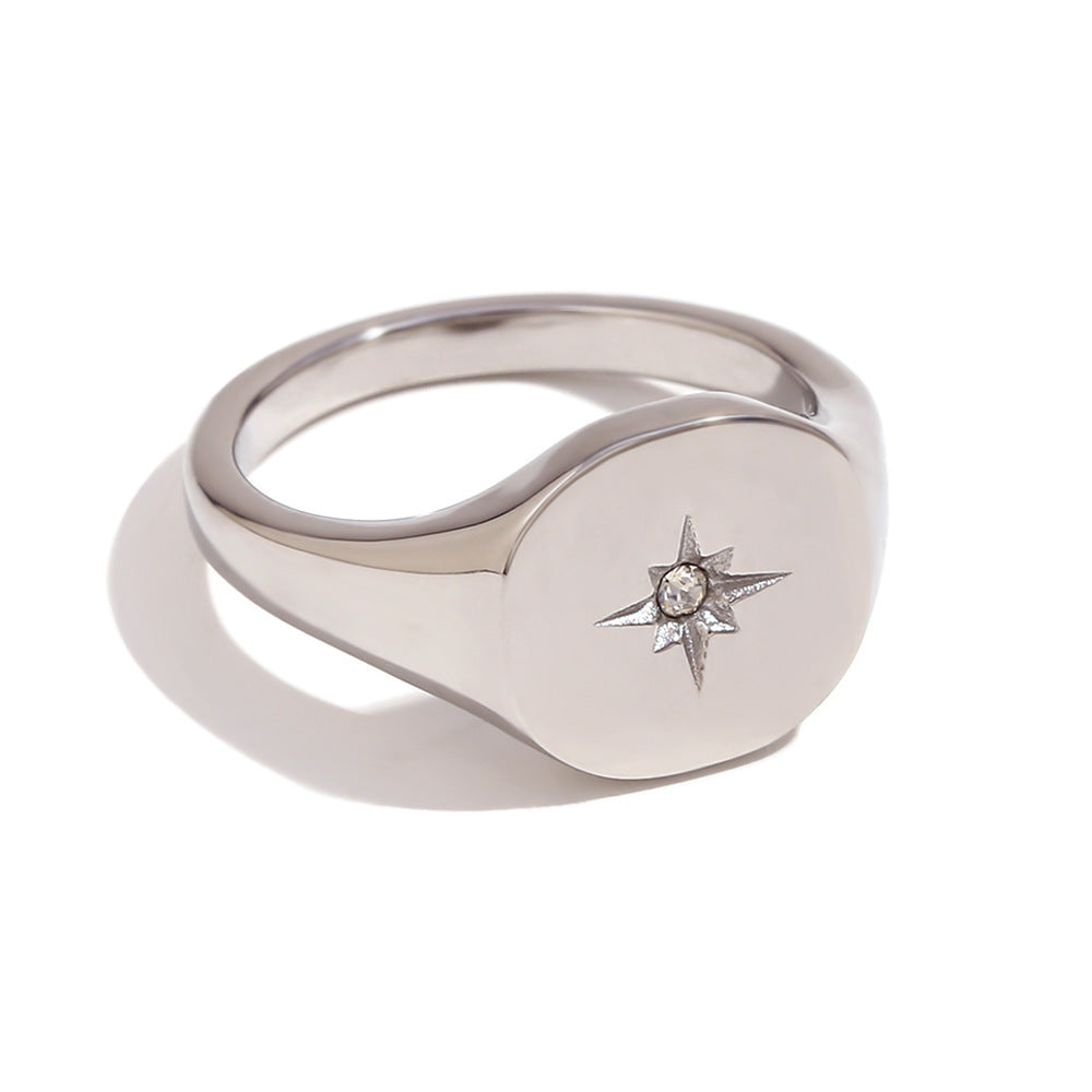 Fashion Versatile Octagram Geometric Stainless Steel 18K Gold Plated Rings
