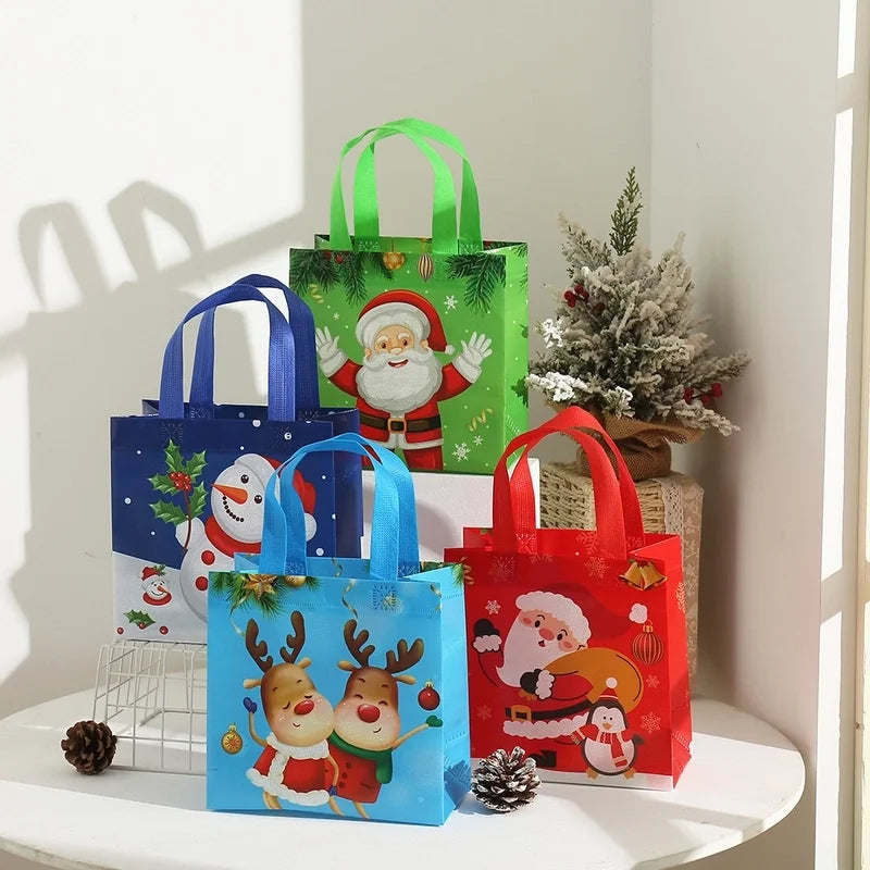 Christmas Cute Santa Claus Snowman Nonwoven Holiday Gift Bags