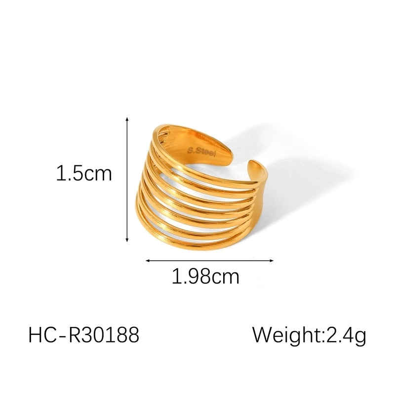 Classic Style Irregular Geometric 304 Stainless Steel Titanium Steel 18K Gold Plated Open Rings