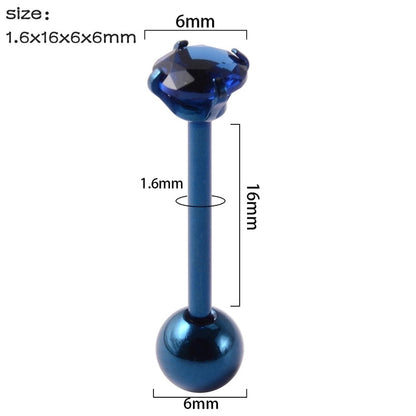 1 Piece Tongue Rings Minimalist Streetwear Solid Color 304 Stainless Steel Zircon Plating Inlay Zircon 18K Gold Plated