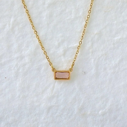 IG Style Modern Style Classic Style Rectangle 304 Stainless Steel Zircon 18K Gold Plated Inlay Pendant Necklace