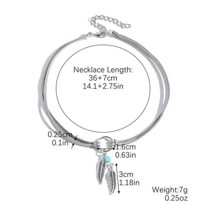 Ethnic Style Geometric Water Droplets Turquoise Metal Earrings Necklace