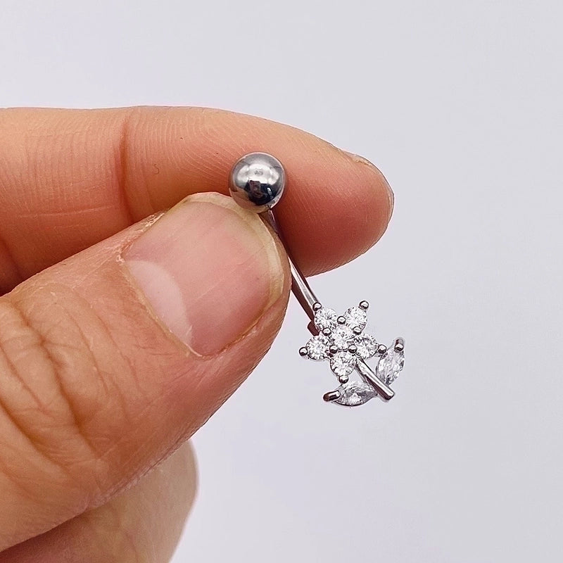 1 Piece Fashion Star Heart Shape Butterfly Stainless Steel Inlay Zircon Belly Ring