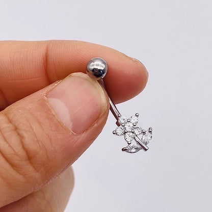 1 Piece Fashion Star Heart Shape Butterfly Stainless Steel Inlay Zircon Belly Ring