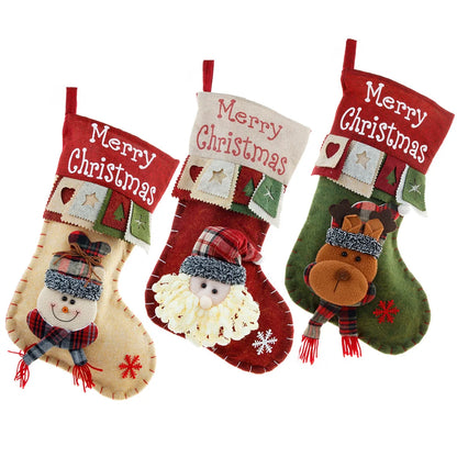 2 Pieces Merrychristmas Large Christmas Socks Santa Claus Snowman Three-dimensional Decoration Gift Bag Gift Bag