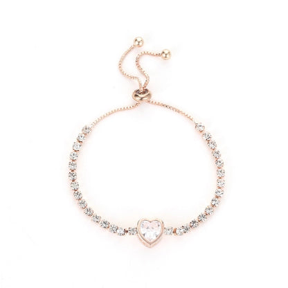 Minimalist Heart Shape Copper Inlay Zircon Bracelets 1 Piece